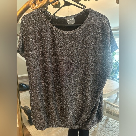 ARULA Black/Silver Sparkly Relaxed Blouse - Picture 1 of 1